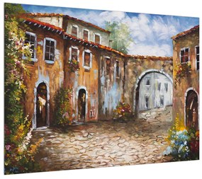 Obraz maľovanej stredomorskej uličky (70x50 cm)