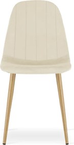 Jedálenská stolička PADVA zamatová béžová / hnedé nohy