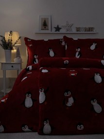 Predĺžené obliečky mikroplyš Exclusive – Tučniaci červené