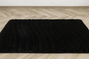 Kúpeľňový koberček Sara Black čierny, vlny