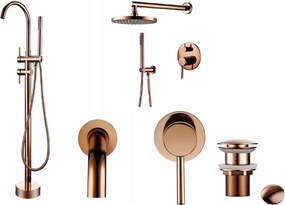 Voľne stojaca vaňová batéria Medená Premium Sada