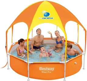 Bestway Bazén osemhranný so slnečnou clonou a zabudovanou sprchou 1688 l; 244 x 51 cm