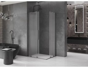 Mexen Velar Duo, sprchový kút s posuvnými dverami 90 x 80 cm, 8mm sklo námraza, grafit brúsený, 871-090-080-32-66