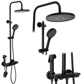 Sprchový set Rea Max - vaňová batéria, dažďová, ručná a bidetová sprcha čierna