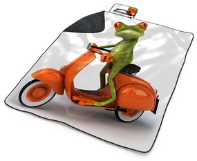 Sablio Plážová deka Žaba na motorke: 200x140 cm
