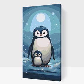 Gario Maľovanie podľa čísel Roztomilí tučniaky Rozmery: 40 x 80 cm, Rámovanie: S vnútorným rámom