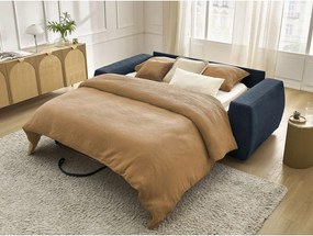 Tmavomodrá ženilková pohovka na každodenné spanie/rozkladacia 220 cm Hugo – Bobochic Paris