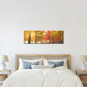 Obraz jesenných stromov (s hodinami) (90x30 cm)