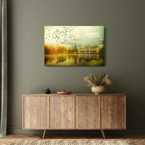Obraz maľované krajiny so sídlom (90x60 cm)