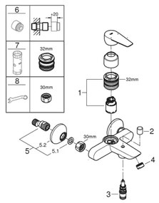 GROHE 23605001 - Vaňová batéria BAUEDGE 150±15 mm lesklý chróm