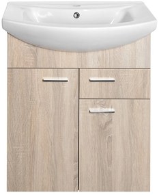 Aqualine Aqualine, ZOJA umývadlová skrinka 61,5x74x32cm, 2x dvierka, 1x zásuvka, dub platin, 51165