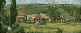 Obraz - Camille Pissarro, Landscape at Les Pâtis, Pontoise, reprodukcia (120x50 cm)