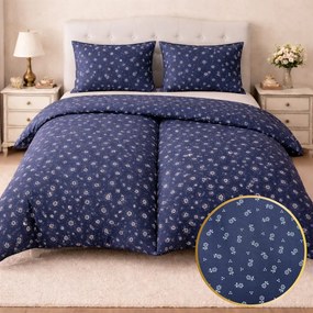 Obliečky bavlnené Marta modrá 140x200cm+90x70cm TiaHome