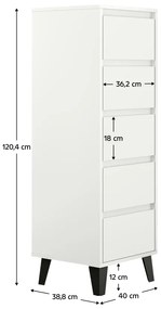 Komoda BOGAN 5S40, biela