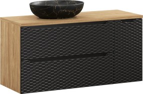 Comad Kúpeľňová skrinka s doskovým umývadlom set Ocean Black 120 čierna/dub olejovaný