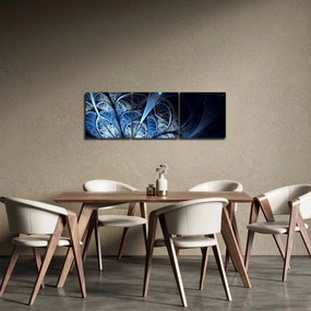 Obraz tmavomodrého kvetu (s hodinami) (90x30 cm)