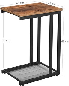 VASAGLE Stolík k posteli industriálny hnedý 48 x 65 x 35 cm