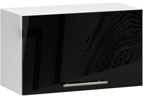 Závesná kuchynská skrinka Olivie W 60 cm biela/čierny lesk