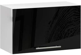 Závěsná kuchyňská skříňka Olivie W 60 cm bílá/černý lesk