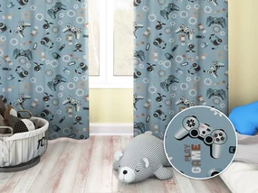 Biante Detský bavlnený záves Sandra SA-588 Play Game na modrom 150x200 cm