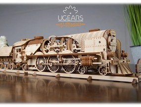 Ugears 3D puzzle Lokomotiva V-Express s vagónem 538 ks