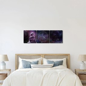 Obraz - Budha s kvetmi života (s hodinami) (90x30 cm)