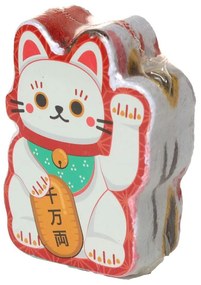 Stlačený cestovný uterák v tablete s mačkou Maneki Neko červená