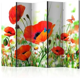 Paraván - Country poppies II [Room Dividers] Veľkosť: 225x172, Verzia: Obojstranný