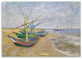 Obraz na plátně Rybářské čluny na pláži - V. van Gogh - 100x70 cm