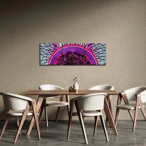 Abstraktný obraz - fialové vetvy (s hodinami) (90x30 cm)