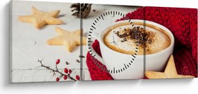 Obraz - Cappuccino (s hodinami) (90x30 cm)