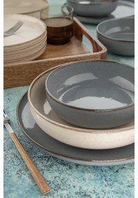 Jedálenská súprava 16 ks sivá/béžová porcelán
