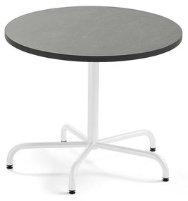 Stôl PLURAL, Ø 900x720 mm, linoleum - tmavošedá, biela