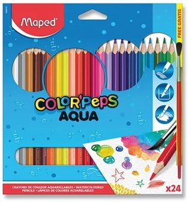 Akvarelové pastelky Maped - 24 farieb + štetec