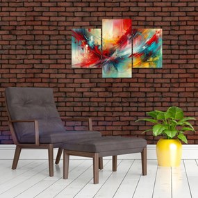Obraz – Abstrakcia s červenou (90x60 cm)