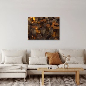 Obraz - Bronzové hexagóny (70x50 cm)