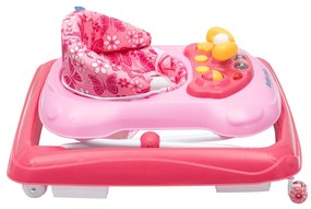 Detské chodítko Baby Mix s volantom a silikónovými kolieskami ružové