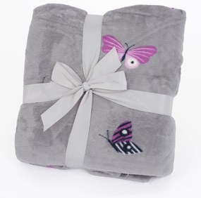 Detská deka do postieľky mikroplyš Exclusive 80 × 100 cm – Motýliky sivé