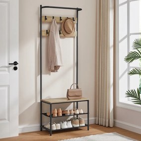 Kovová predsieňová stena LOFT 180 cm, čierna/dub sonoma