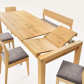 Veľký moderný jedálenský rozťahovací stôl z dubového masívu pre 6 až 10 osôb, 170-270×100×77 cm