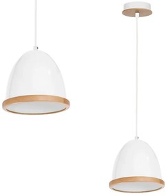 Závesné svietidlo Studio, 1x drevené/biele kovové tienidlo, (fi 21cm), w/br