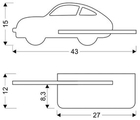 Modré detské svietidlo Car - Candellux Lighting