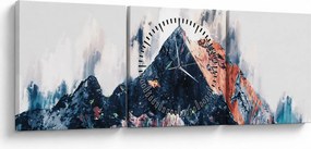 Obraz - Abstraktná hora (s hodinami) (90x30 cm)