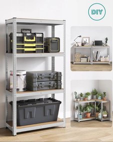 Súprava 2 ks oceľových nastaviteľných políc s vysokou nosnosťou, 160x80x40, sivé