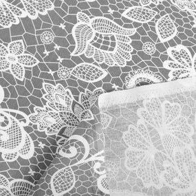 Biante Bavlnený záves Sandra SA-550 Biela krajka na sivom 150x190 cm