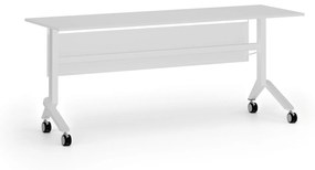 Mobilný stôl PRIMO MOVE, 1800 x 600 mm, biela podnož, biela