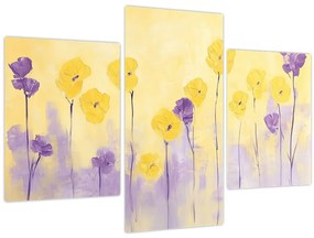 Obraz - Fialové a žlté kvietky (90x60 cm)