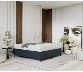 Tmavomodrá čalúnená dvojlôžková posteľ s úložným priestorom 140x200 cm Tate – Maison de Rêve