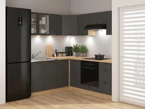 Rohová kuchyňa BRW Junona Line 240 + 200 cm (dub bernstein + grafit). Vlastná spoľahlivá doprava až k Vám domov. 1118346