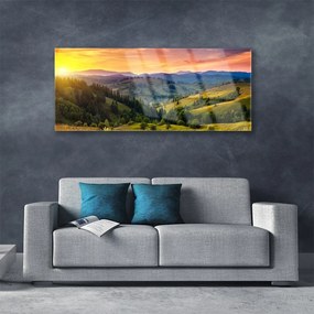 Obraz plexi Krajina lúka západ 125x50 cm